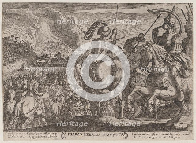 Plate 7: The Egyptians Pursuing the Israelites, from 'The Battles of the Old ..., ca. 1590-ca. 1610. Creator: Antonio Tempesta.