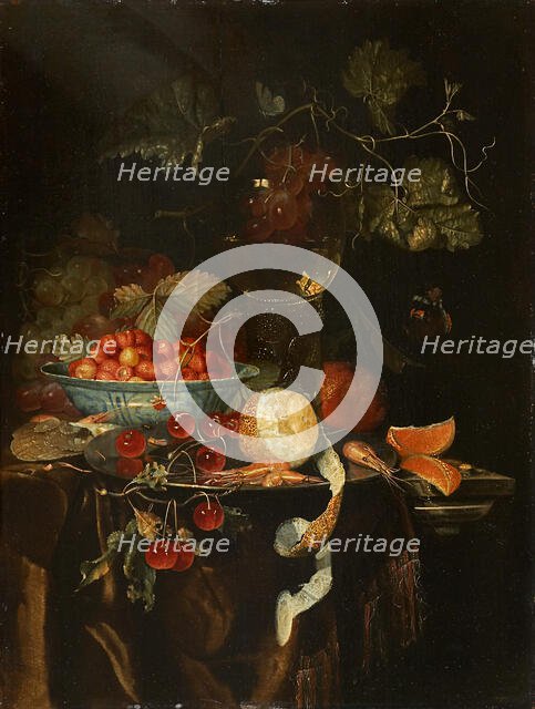 Still Life with Fruit and a Chinese Porcelain Bowl with Strawberries, 1665. Creator: Harmen Loeding.