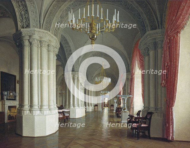 The Gothic Hall in the Winter Palace in Saint Petersburg, 1840s.  Creator: Yushkov, Fyodor Osipovich (1819-1876).