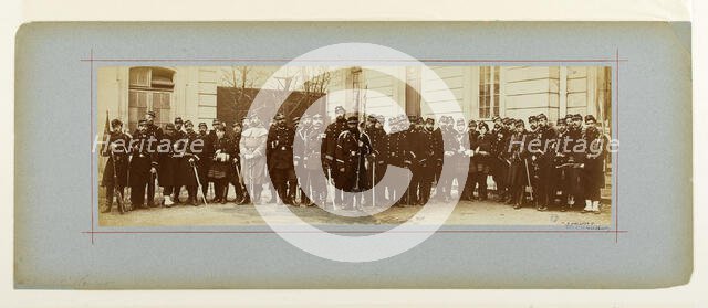 Panorama / group portrait of soldiers, 1870. Creator: Andre-Adolphe-Eugene Disderi.