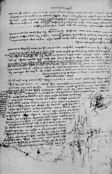 'Page of Text with Sketches of Landscape', c1480 (1945). Artist: Leonardo da Vinci.