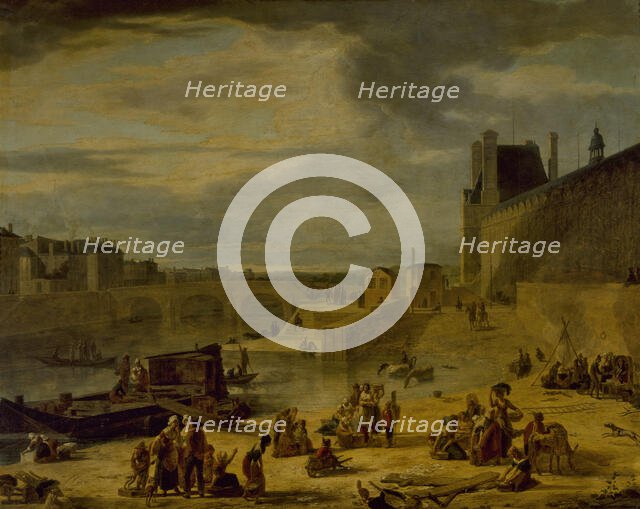 Grande Galerie of the Louvre and Pont Royal, seen from Port Saint-Nicolas, c1800. Creator: Jean-Francois Depelchin.