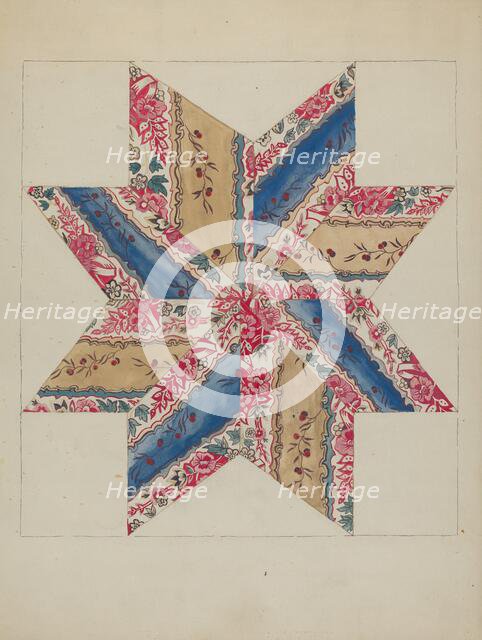 Quilt Applique (Stars), 1935/1942. Creator: Unknown.