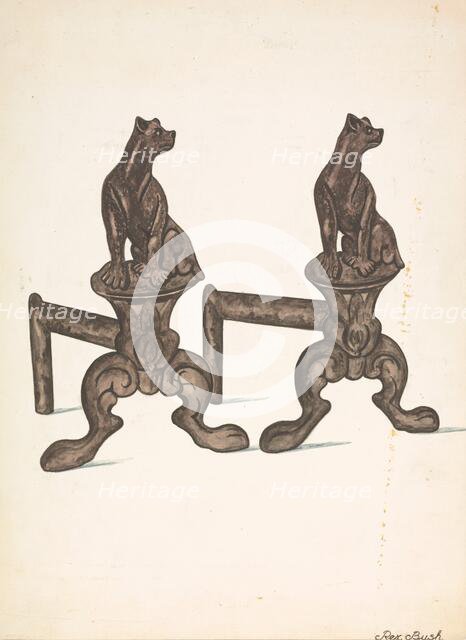 Fire Dogs, c. 1936. Creator: Rex F Bush.