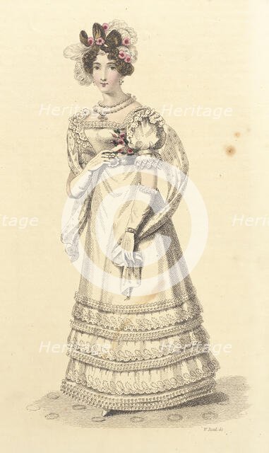 Fashion Plate (Evening Party Dress), 1824. Creator: John Bell.