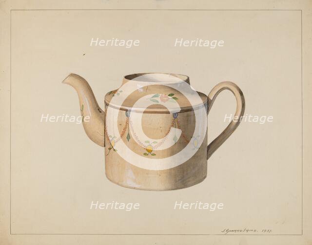 Teapot, 1937. Creator: J. Howard Iams.