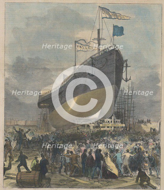 Launch of the Sea Steamer "Great Republic", pub.  24 November 1866. Creator: Charles Parsons  (1821 - 1910).