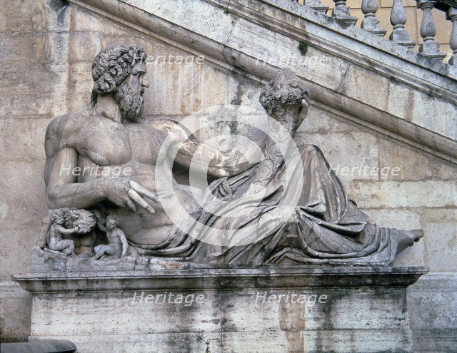 Allegory of the Tiber river, Roman statue in the Campidoglio square of Rome.