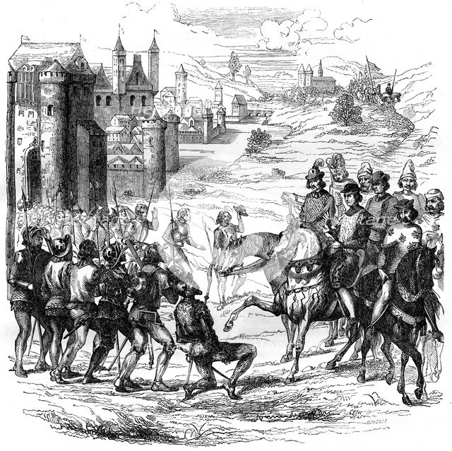 The Maillotins of Paris confront King Charles VI of France, 1382 (1882-1884).Artist: Brugnot