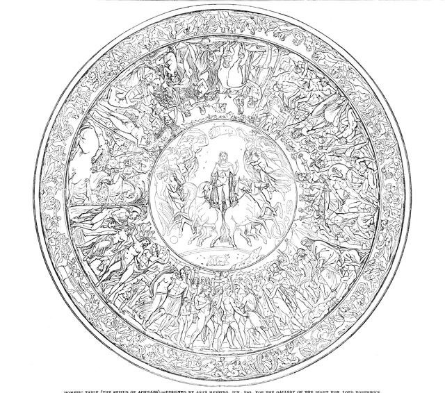 Homeric Table (The Shield of Achilles) - designed by John Henning Junior Esq..., 1850. Creator: Unknown.