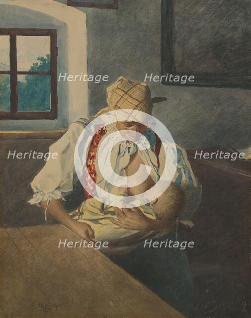 Nursing mother, 1910. Creator: Gustav Mally.