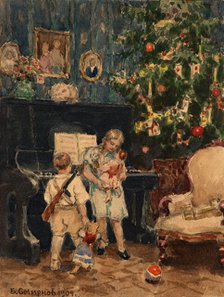 Christmas Tree in the House of Wealthy Residents of Irkutsk, 1904. Creator: Boris Vasilievich Smirnov.
