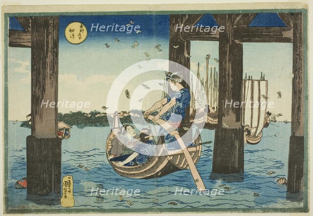 Tsukuda Island (Tsukudajima), from the series "Famous Places in the Eastern Capital..., c. 1832/33. Creator: Utagawa Kuniyoshi.