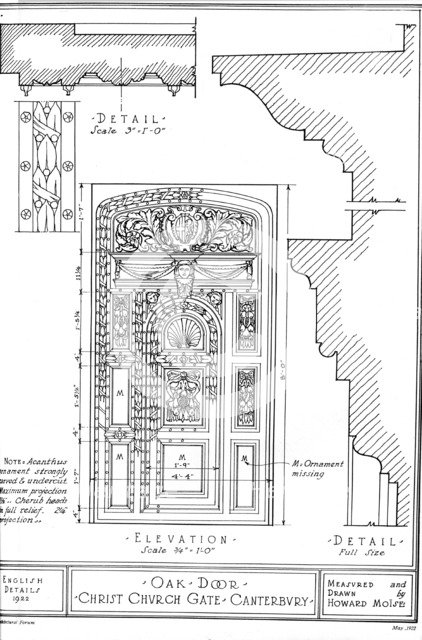 Oak door, Christ Church Gate, Canterbury, Kent, 1922. Artist: Howard Moise.