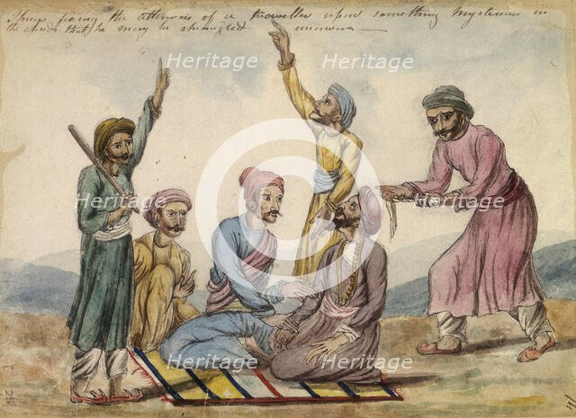 'Thugs fixing the attention of a traveller ...', 1838. Creator: Frances Eden.