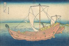 At Sea off Kazusa (Kazusa no kairo), from the series Thirty-six Views of Mount Fuji..., ca. 1830-32. Creator: Hokusai.