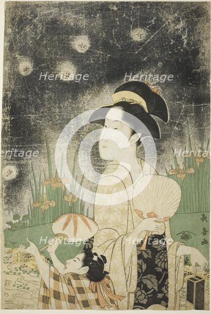 Catching Fireflies, Mid-1790s. Creator: Eishosai Choki.