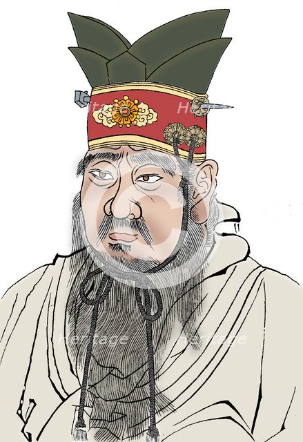 Confucius (551-479 BC), Chinese philosopher. From a rubbing of a marble slab in a Confucian temple. Artist: Unknown.