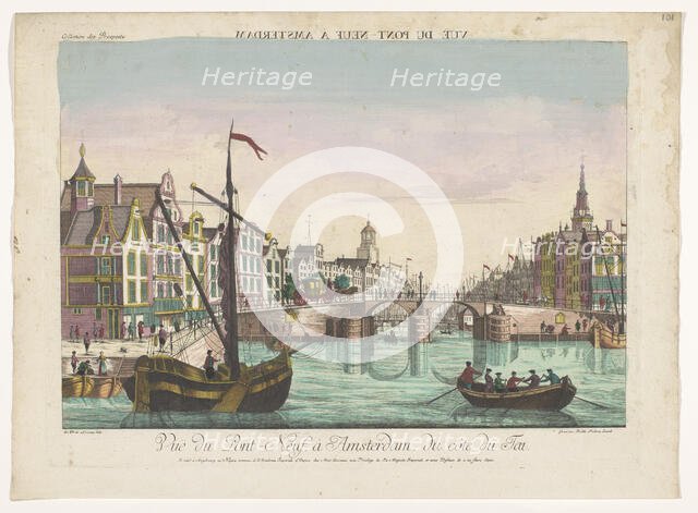 View of the new bridge over the Amstel in Amsterdam, 1755-1779. Creator: Johann Friedrich Leizelt.