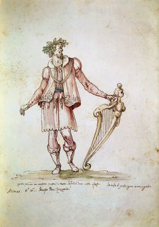 Portrait of Jacopo Peri (1561-1633). Costume design of Arion in the 5th Intermedio of La Pellegrina,
