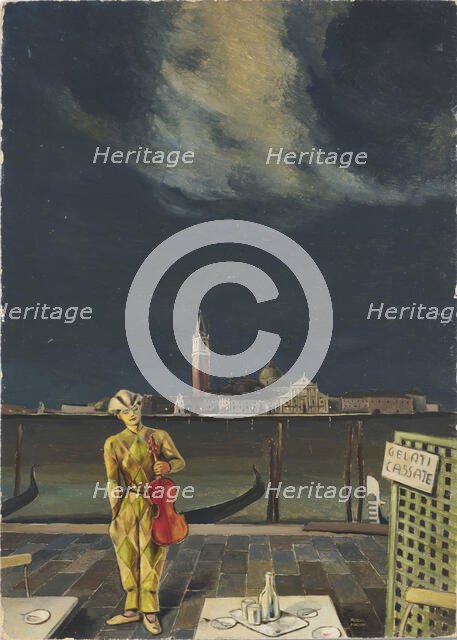 An Itinerant Violinist in Venice, 1940. Creator: Martini, Alberto (1876-1954).