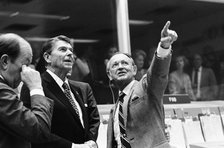 President Ronald Reagan at mission control, Houston, Texas, USA, November 13, 1981. Creator: NASA.