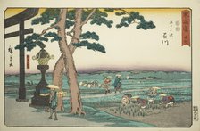 Kakegawa: The Crossroad at Akibayama (Kakegawa, Akibayama betsudo)—No. 27, from the..., c. 1847/52. Creator: Ando Hiroshige.