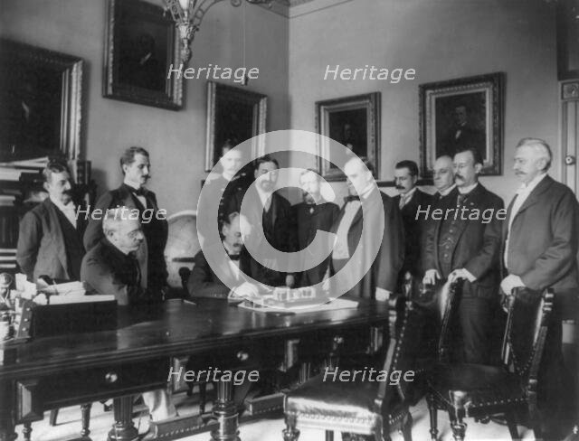 Signing of the Peace Protocol - Washington - Aug. 12th, 1898, c1898. Creator: Frances Benjamin Johnston.
