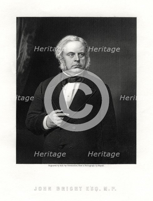 John Bright, British Radical and Liberal statesman, 19th century.Artist: W Holl