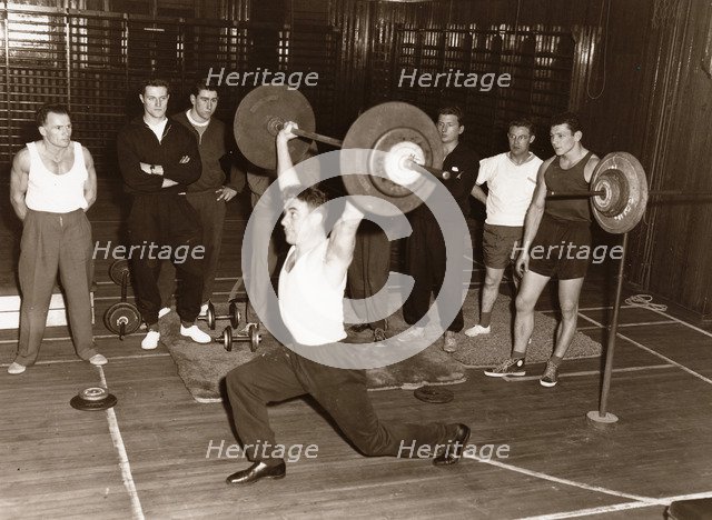 Rowntree staff weight-lifting club,  York, Yorkshire, 1960. Artist: Unknown