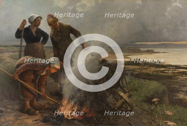 Les Brûleuses de varech (The kelp burners), 1884. Creator: Beyle, Pierre-Marie (1838-1902).