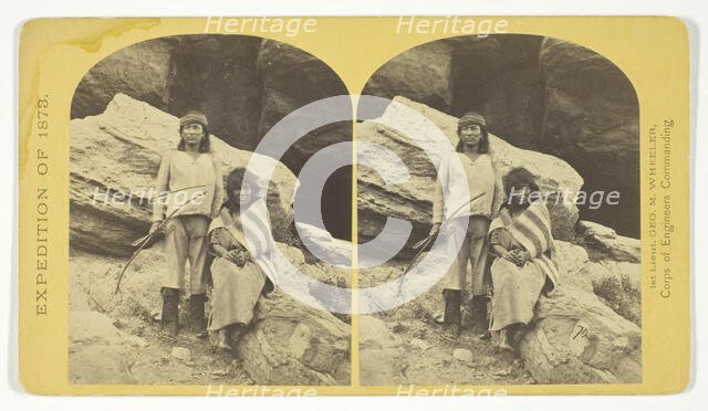 Navajo Brave and his Mother. The Navajo were formerly a warlike tribe until subdued by U.S..., 1873. Creator: Tim O'Sullivan.