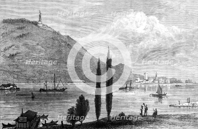 Unveiling the German National Monument at Rüdesheim: the Monument, as seen from Bingenbrück, 1883. Creator: Unknown.