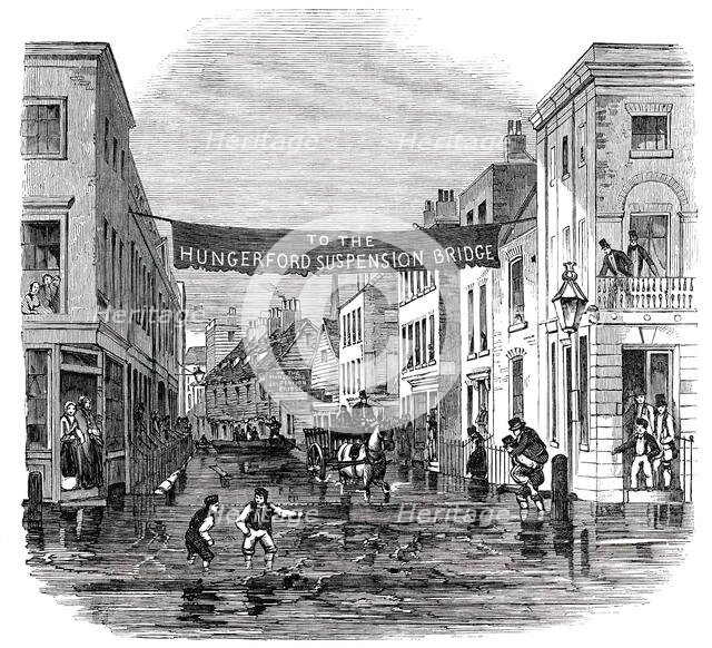 The High Tide - Overflow of the Thames on Tuesday - Vine-Street, York-Road, Lambeth, 1850. Creator: Unknown.