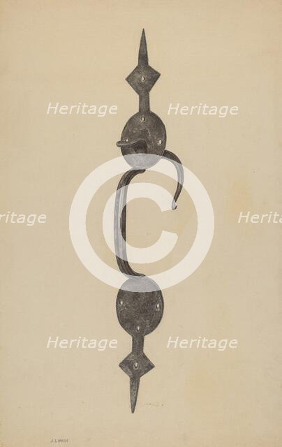 Door Handle with Thumb Press, c. 1939. Creator: Jacob Lipkin.