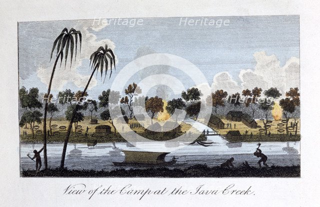 'View of the Camp at the Java Creek', 1813. Artist: John Gabriel Stedman