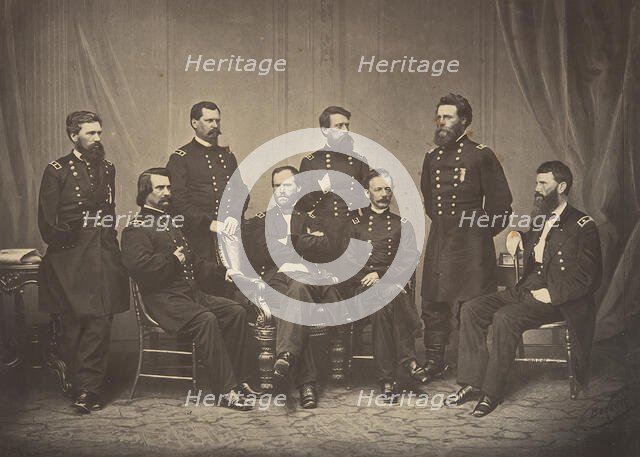 Sherman and His Generals, 1860s. Creator: George N. Barnard.