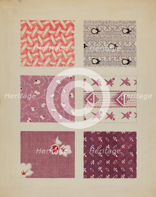 Materials from Quilt, c. 1936. Creator: Dorothy Posten.