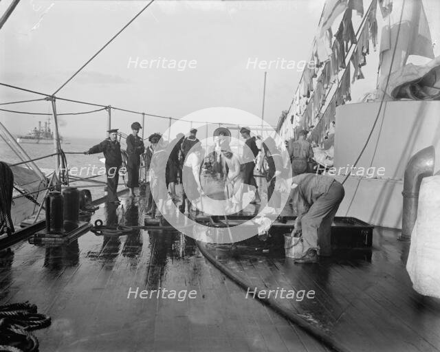 U.S.S. New York, scrubbing down, between 1893 and 1901. Creator: William H. Jackson.