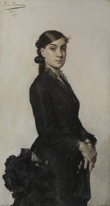 Portrait of Jacqueline Comerre-Paton in a black dress, 1879. Creator: Leon Francois Comerre.