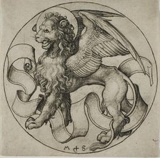 The Lion of Saint Mark, c. 1490. Creator: Martin Schongauer.