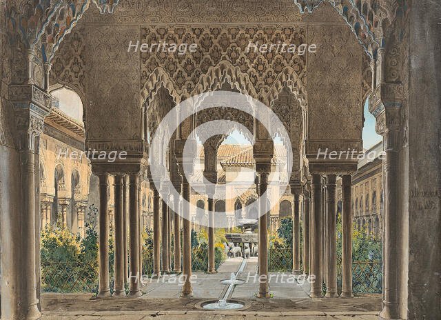 The Court of Lions in the Alhambra, 1833. Creator: Gail, Wilhelm (1804-1890).