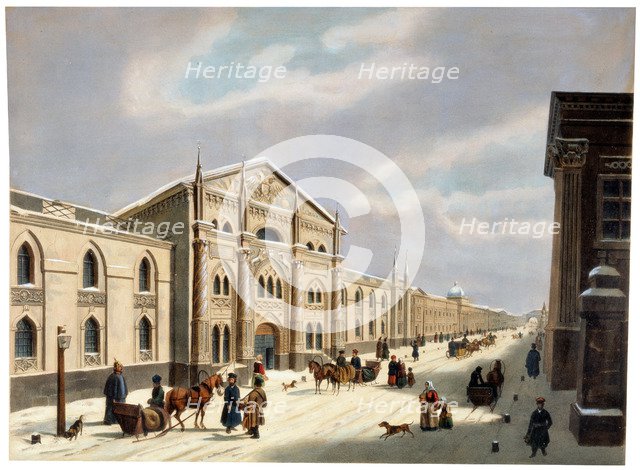 The Synodal Printing House, Nikolskaya Street, Moscow, Russia, 1840s.  Artist: Anon