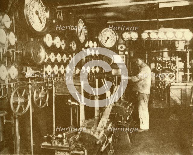 'The Main Engine Control Platform of the "Aquitania".', c1930. Creator: Unknown.