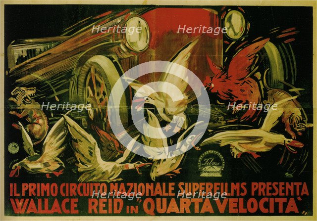 Wallace Reid in Film Double Speed, 1920. Artist: Galantara, Gabriele (1867-1937)