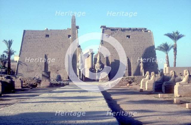 Temple sacred to Amun Mut & Khons (Khonsu), Luxor, Egypt. Artist: Unknown