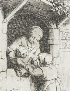 Mother with Two Children, c1675. Creator: Adriaen van Ostade.
