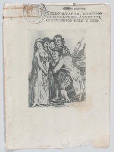 What a sacrifice', a young woman surrounded by a group of men, which includes her fi..., after 1816. Creator: Unknown.