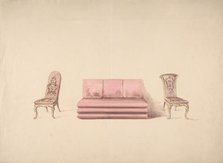 Design for a Pink Sofa and Two Mauve Chairs, early 19th century. Creator: Anon.