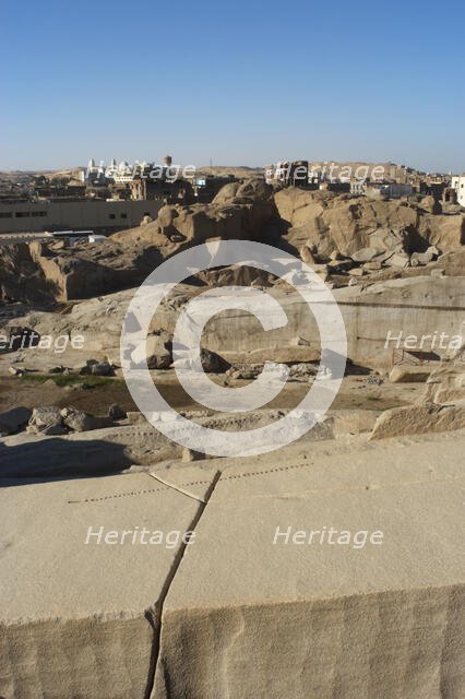 Unfinished obelisk in a granite quarry, Aswan, Egypt, 2021.  Creator: LTL.